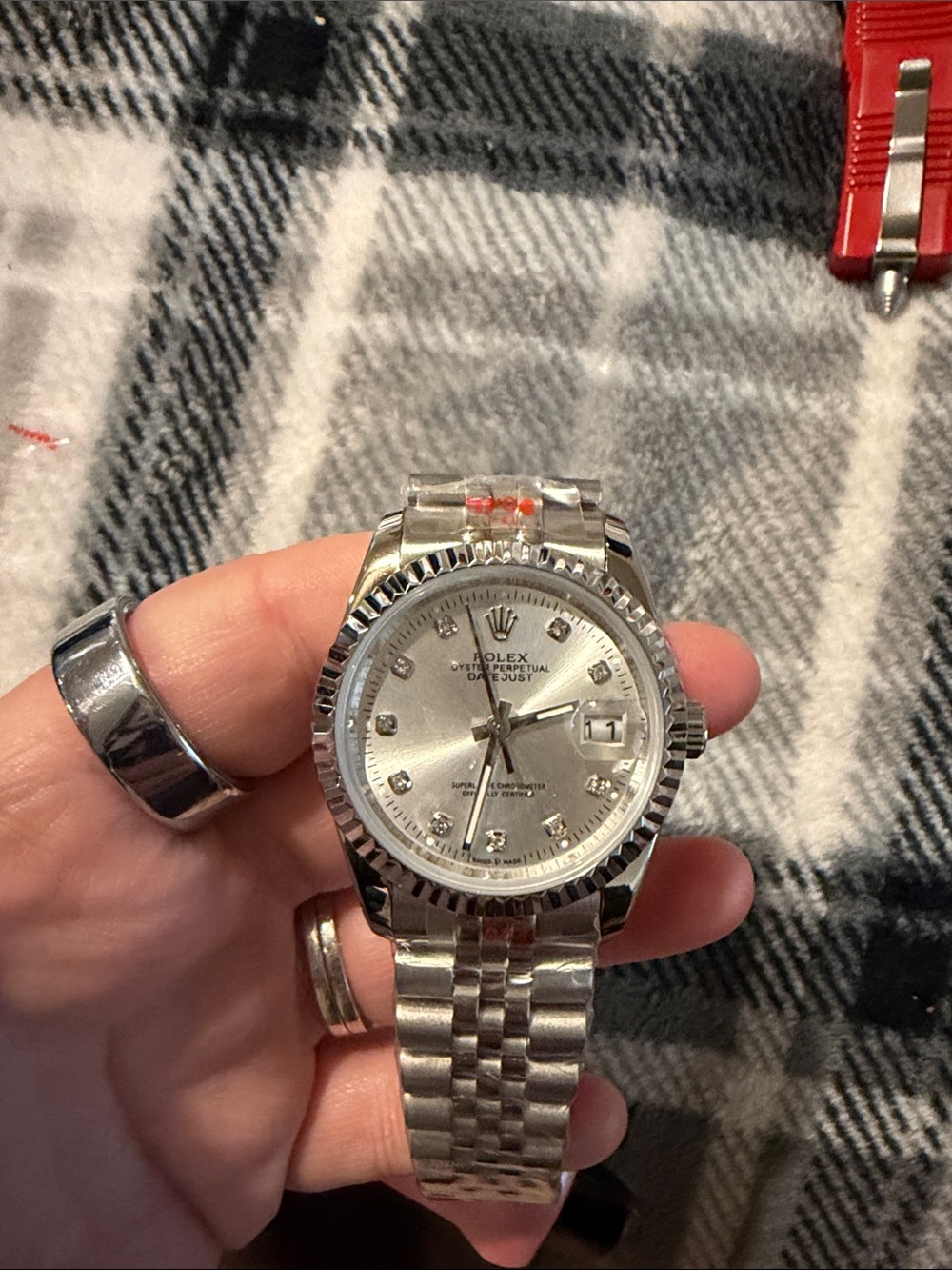 Silver Dial Stainless Steel Datejust with Diamond Markers 36mm Womens no box